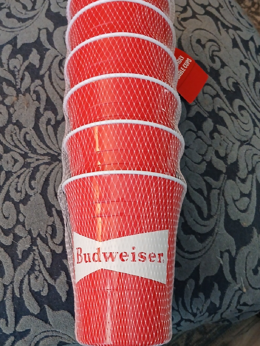 Budweiser Red Reusable Logo Cups - Stack of Branded Cups